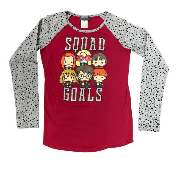 Harry Potter Red Raglan Sleeve Crew Neck Squad Goals Graphic T-Shirt Girls sz XL - Picture 1 of 8
